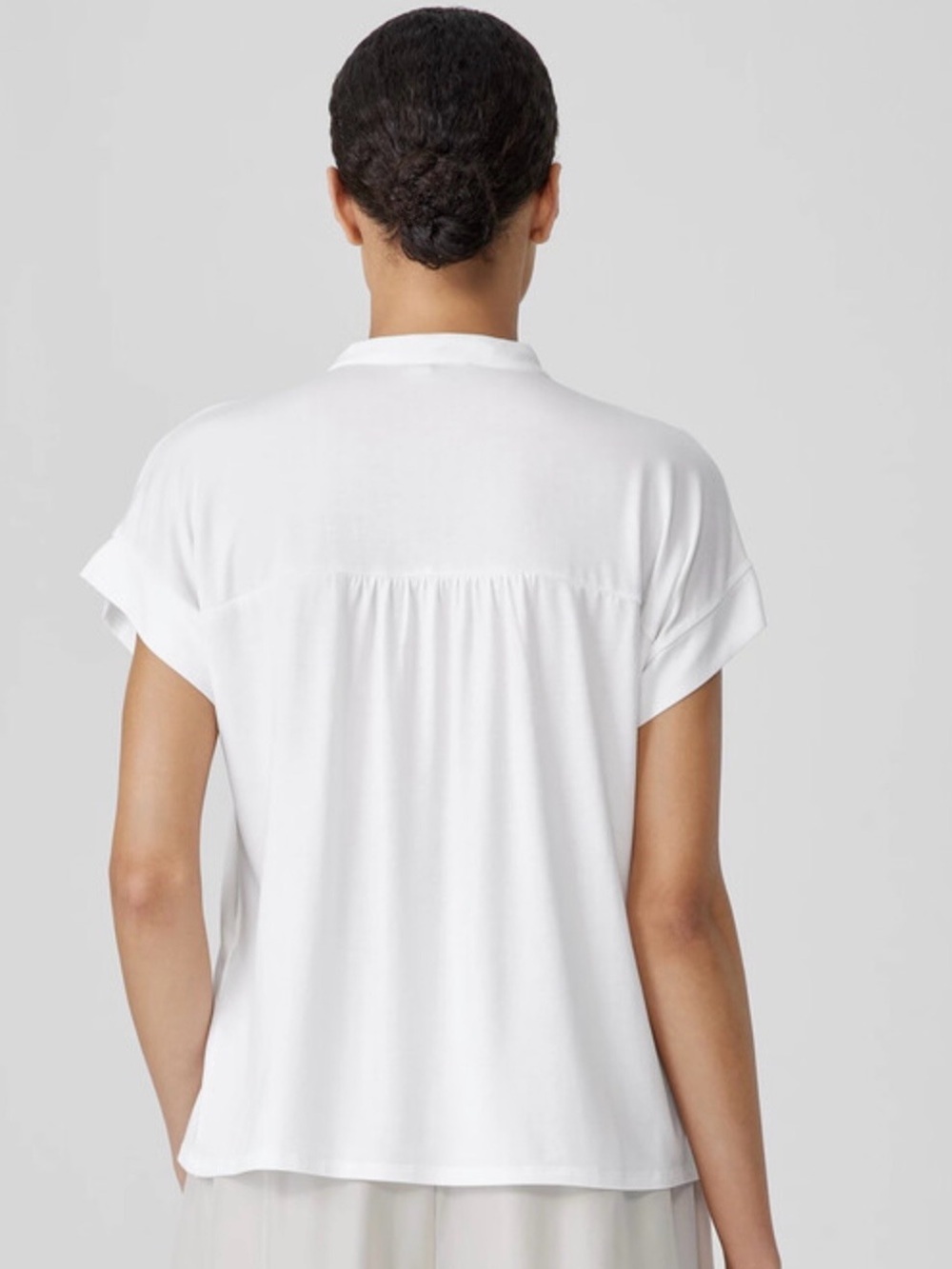 Eileen fisher women’s White fine jersey band collar blouse size 2X - Picture 2 of 10